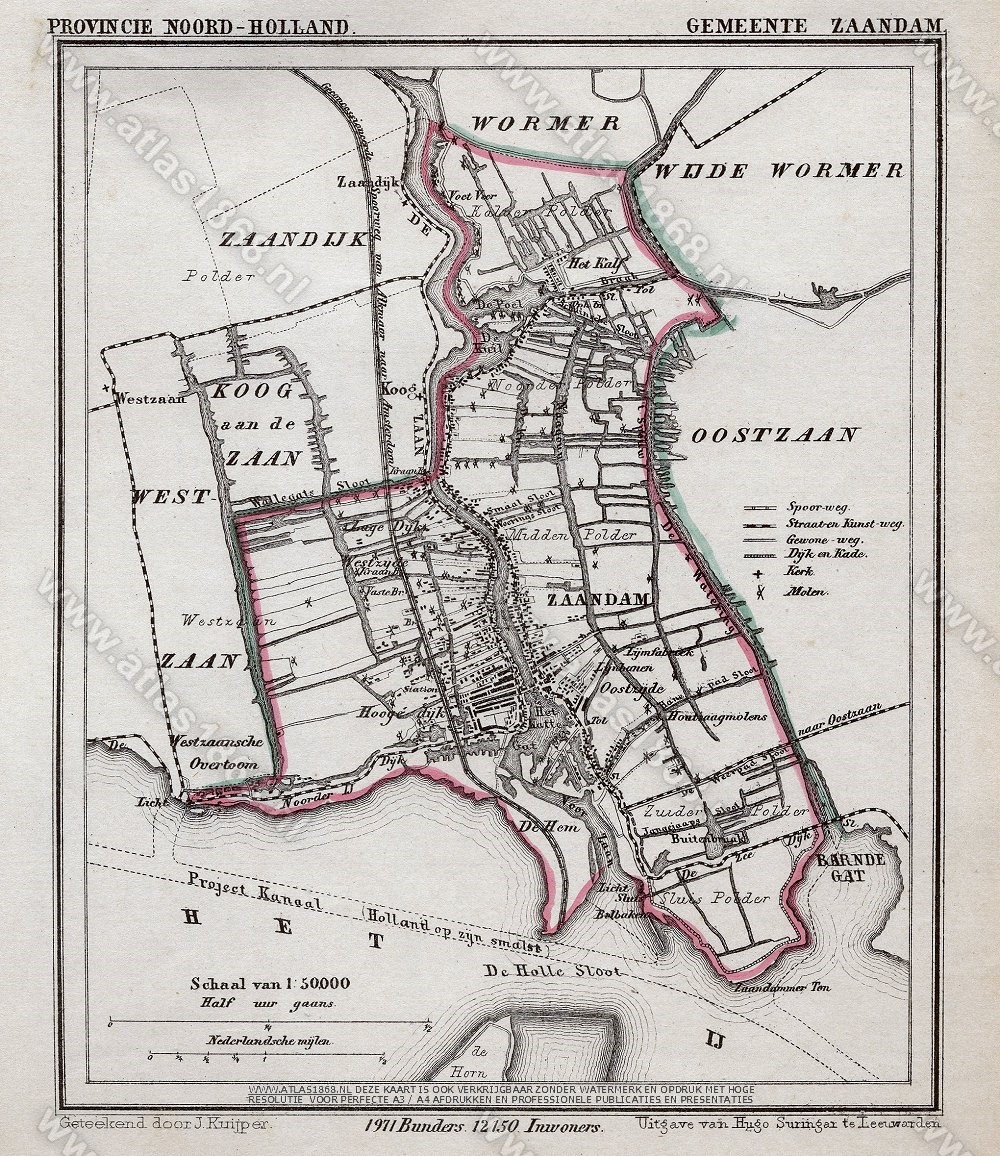 zaandam kaart Oude kaart Zaandam, Noord Holland